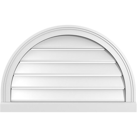 Ekena Millwork Round Top Surface Mount PVC Gable Vent: Functional, w/ 2"W x 2"P Brickmould Sill Frame, 28"W x 18"H GVPRT28X1803SF